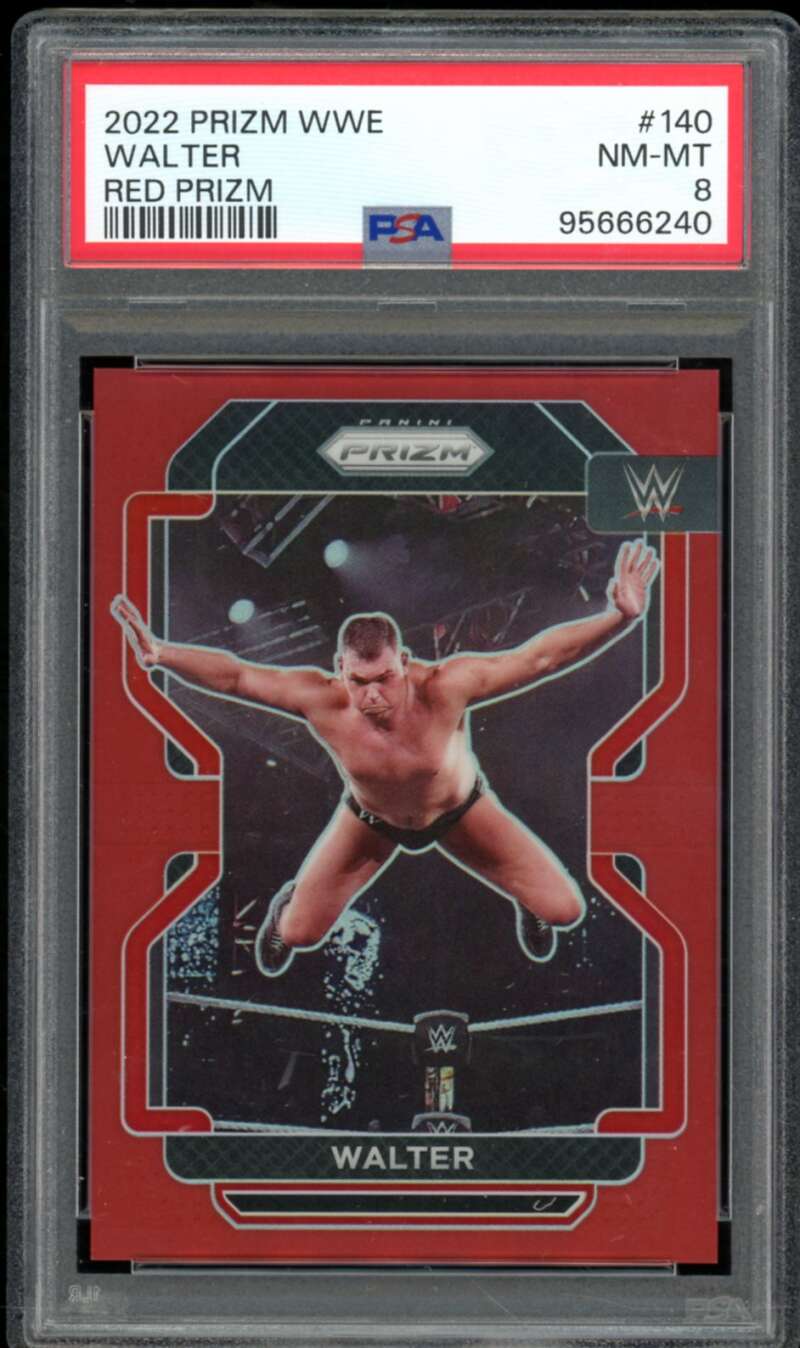 Walter Card 2022 Prizm WWE Red Prizm #140 PSA 8 Image 1