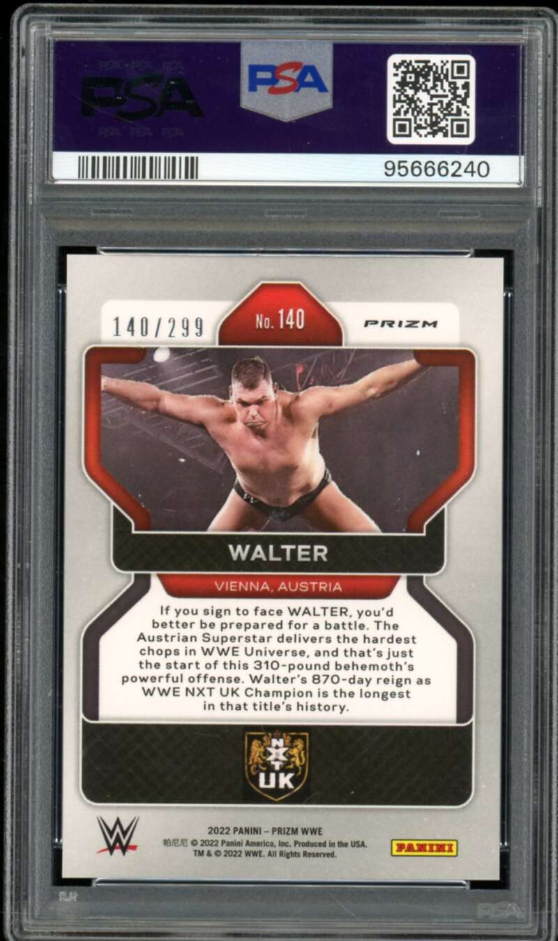 Walter Card 2022 Prizm WWE Red Prizm #140 PSA 8 Image 2