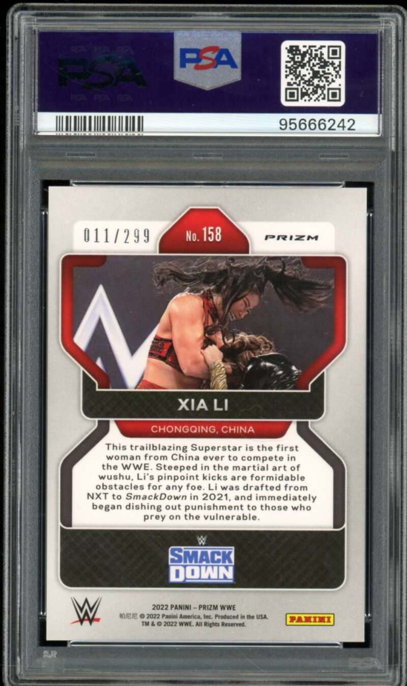 Xia Li Card 2022 Prizm WWE Red Prizm (pop 1) #158 PSA 9 Image 2