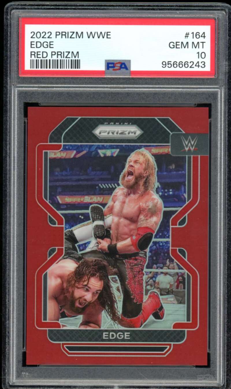 Edge Card 2022 Prizm WWE Red Prizm #164 (pop 5) PSA 10 Image 1