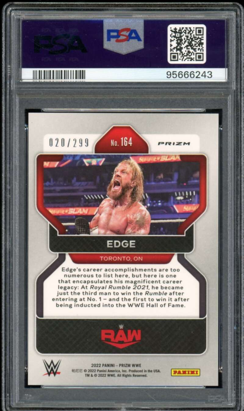 Edge Card 2022 Prizm WWE Red Prizm #164 (pop 5) PSA 10 Image 2