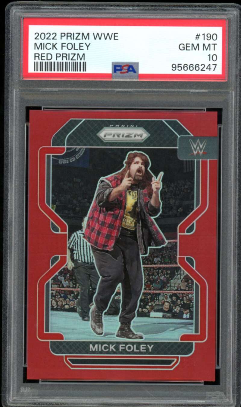 Mick Foley Card 2022 Prizm WWE Red Prizm (pop 4) #190 PSA 10 Image 1