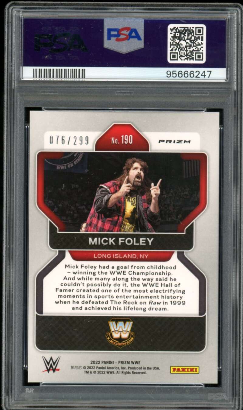 Mick Foley Card 2022 Prizm WWE Red Prizm (pop 4) #190 PSA 10 Image 2