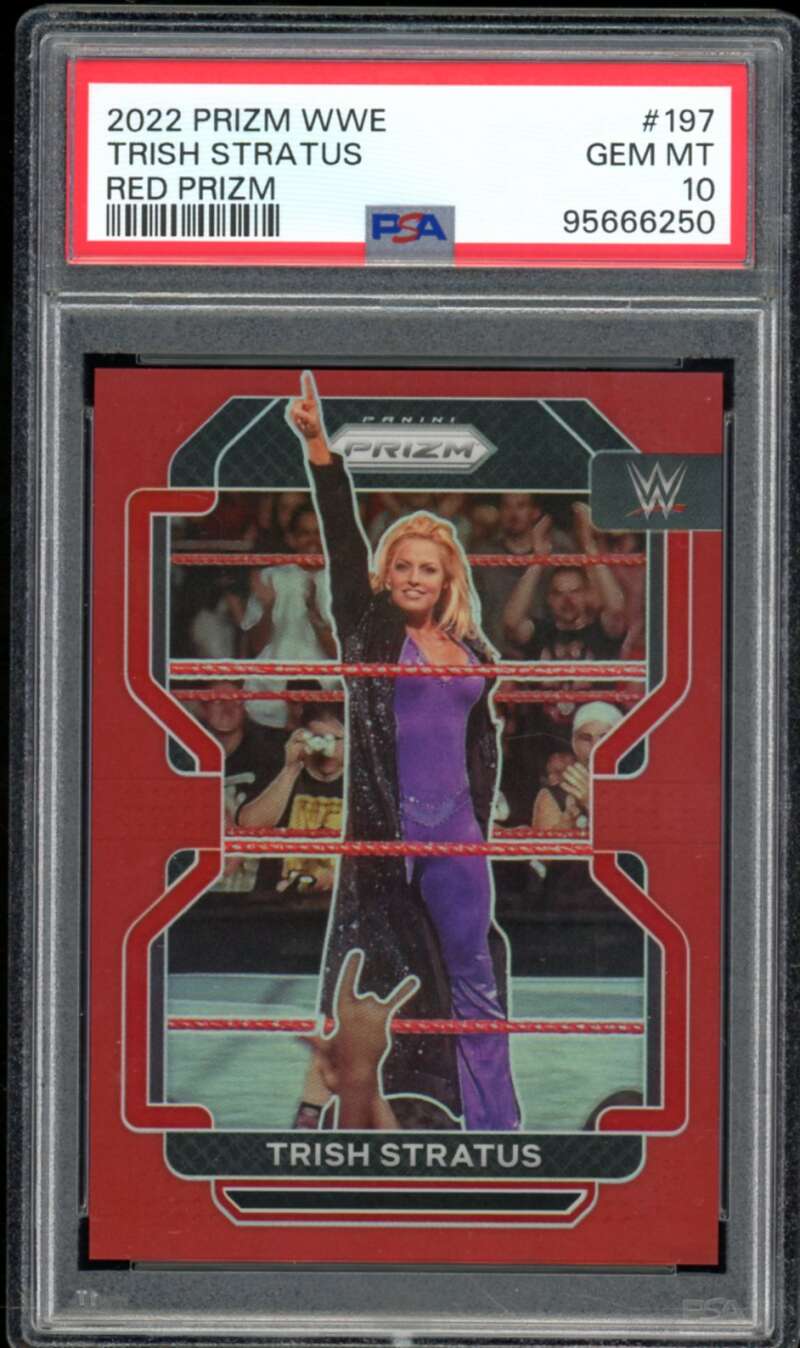 Trish Stratus Card 2022 Prizm WWE Red Prizm (pop 3) #197 PSA 10 Image 1