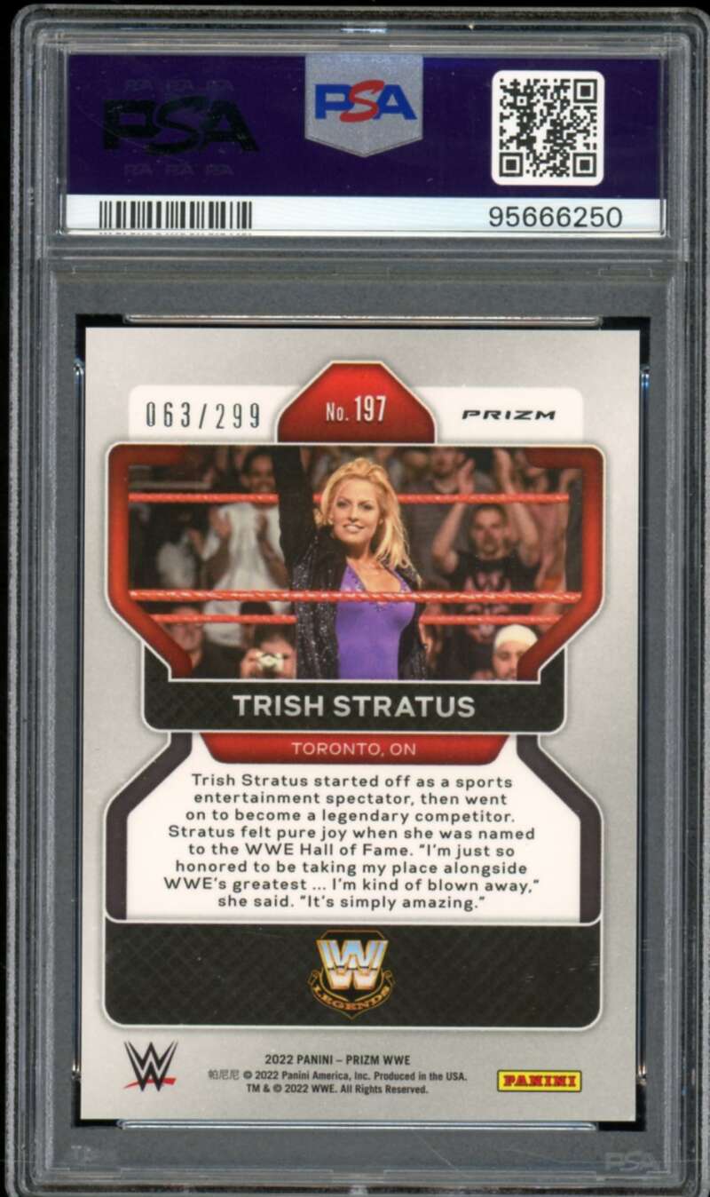 Trish Stratus Card 2022 Prizm WWE Red Prizm (pop 3) #197 PSA 10 Image 2