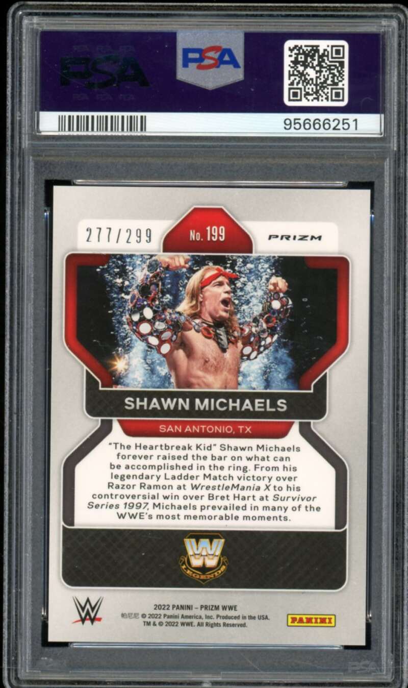 Shawn Michaels Card 2022 Prizm WWE Red Prizm #199 PSA 8 Image 2