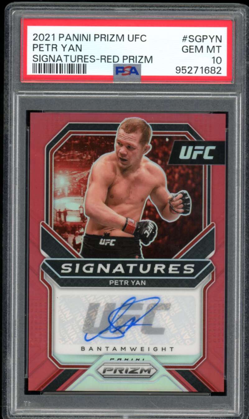 Petr Yan Card 2021 Prizm UFC Signatures Red Prizm (pop 2) #sgpyn PSA 10 Image 1