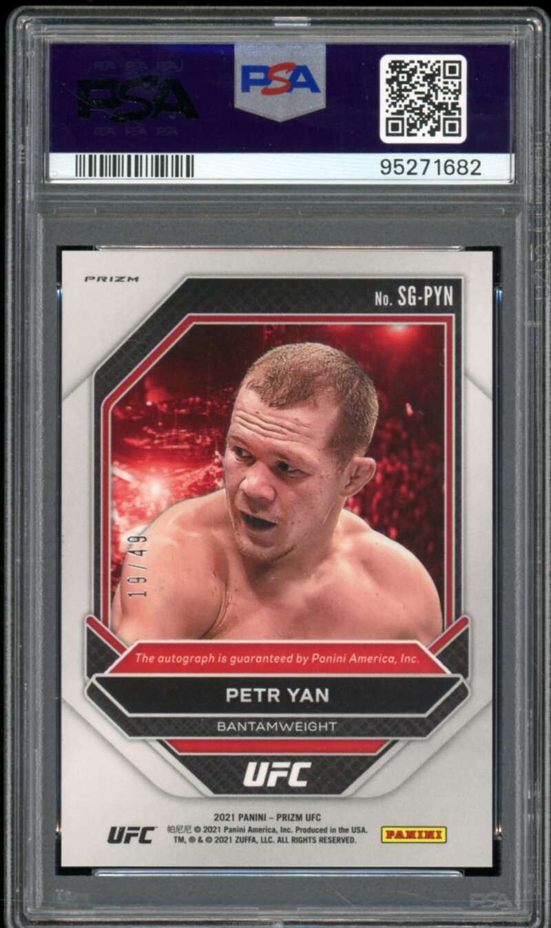 Petr Yan Card 2021 Prizm UFC Signatures Red Prizm (pop 2) #sgpyn PSA 10 Image 2