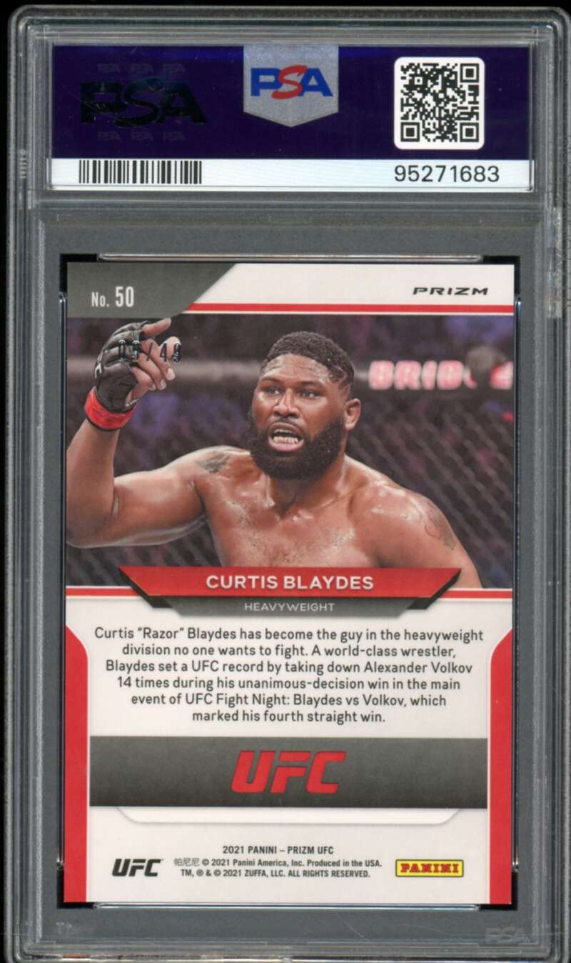 Curtis Blaydes Card 2021 Prizm UFC Teal Prizm (9/49) (pop 1) #50 PSA 10 Image 2