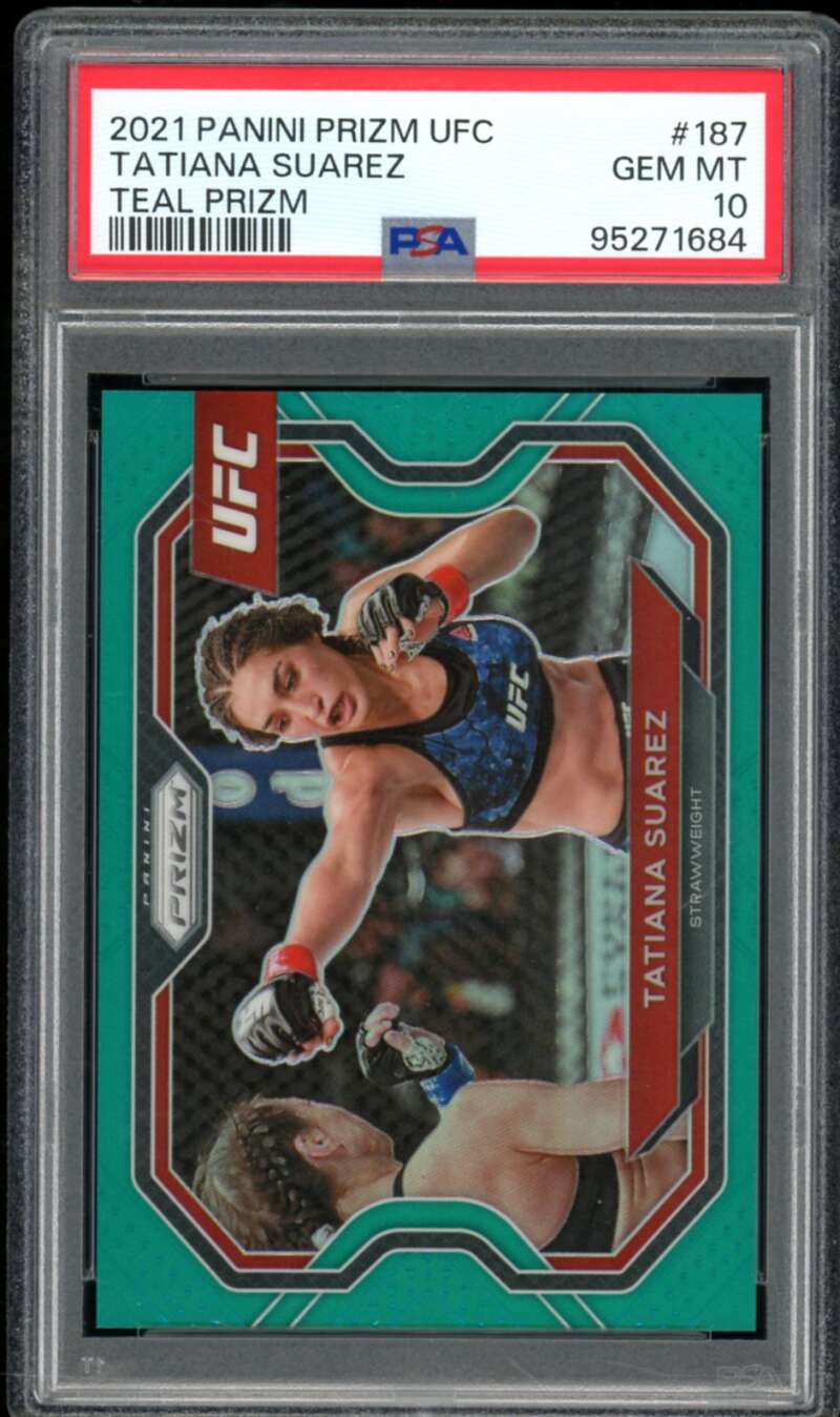 Tatiana Suarez Card 2021 Prizm UFC Teal Prizm (29/49) (pop 1) #187 PSA 10 Image 1