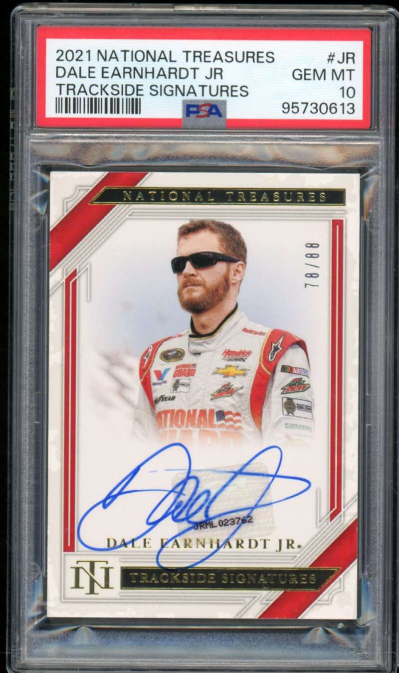 Dale Earnhardt Jr 2021 National Treasures Trackside Signature (pop 3) #JR PSA 10 Image 1