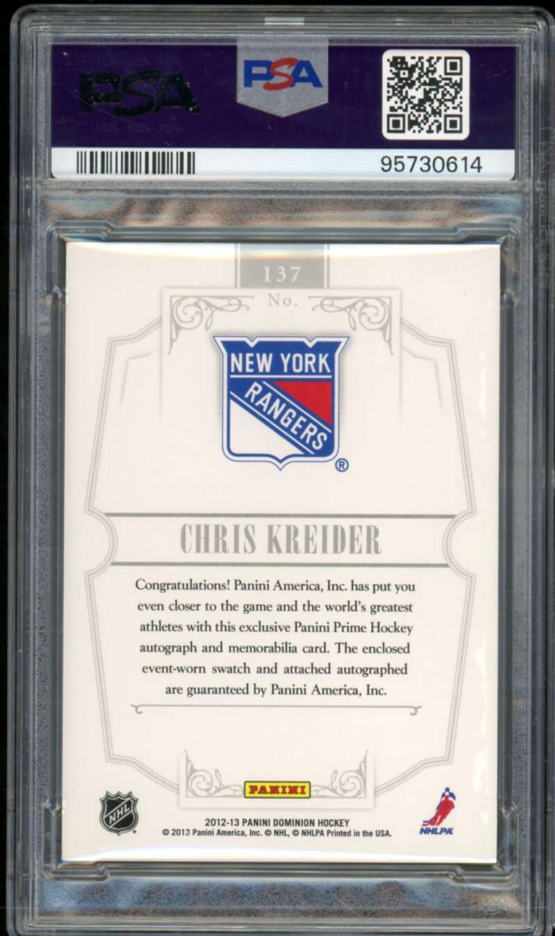 Chris Kreider Card 2012-13 Panini Prime Dominion #137 PSA 7 Image 2