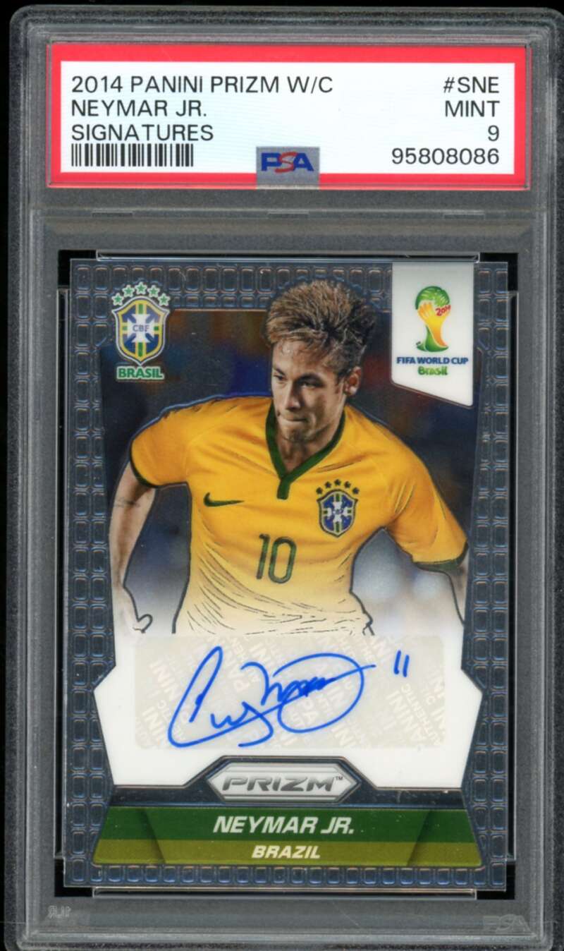 Neymar Jr. Card 2014 Panini Prizm W/C Signatures #Sne PSA 9 Image 1