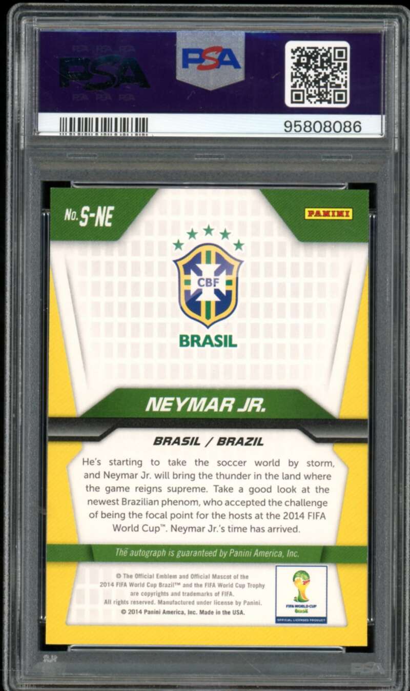 Neymar Jr. Card 2014 Panini Prizm W/C Signatures #Sne PSA 9 Image 2