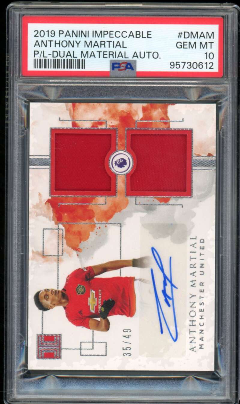 Anthony Martial Card 2019-20 Impeccable Dual Material Auto (pop 1) #Dmam PSA 10 Image 1