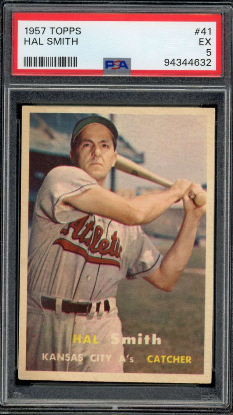 Hal Smith Card 1957 Topps #41 PSA 5 Image 1