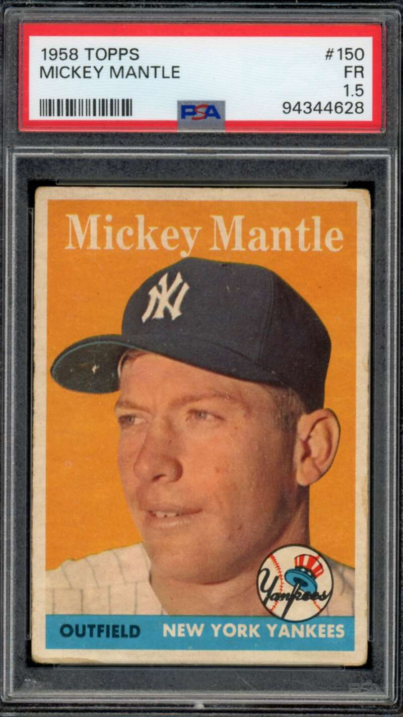 Mickey Mantle Card 1958 Topps #150 PSA 1.5 Image 1