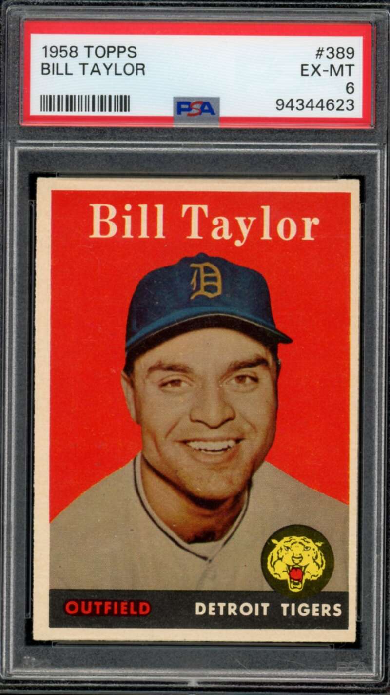 Bill Taylor Card 1958 Topps #389 PSA 6 Image 1