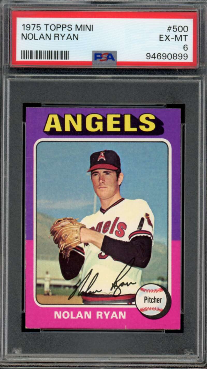 Nolan Ryan Card 1975 Topps Mini #500 PSA 6 Image 1