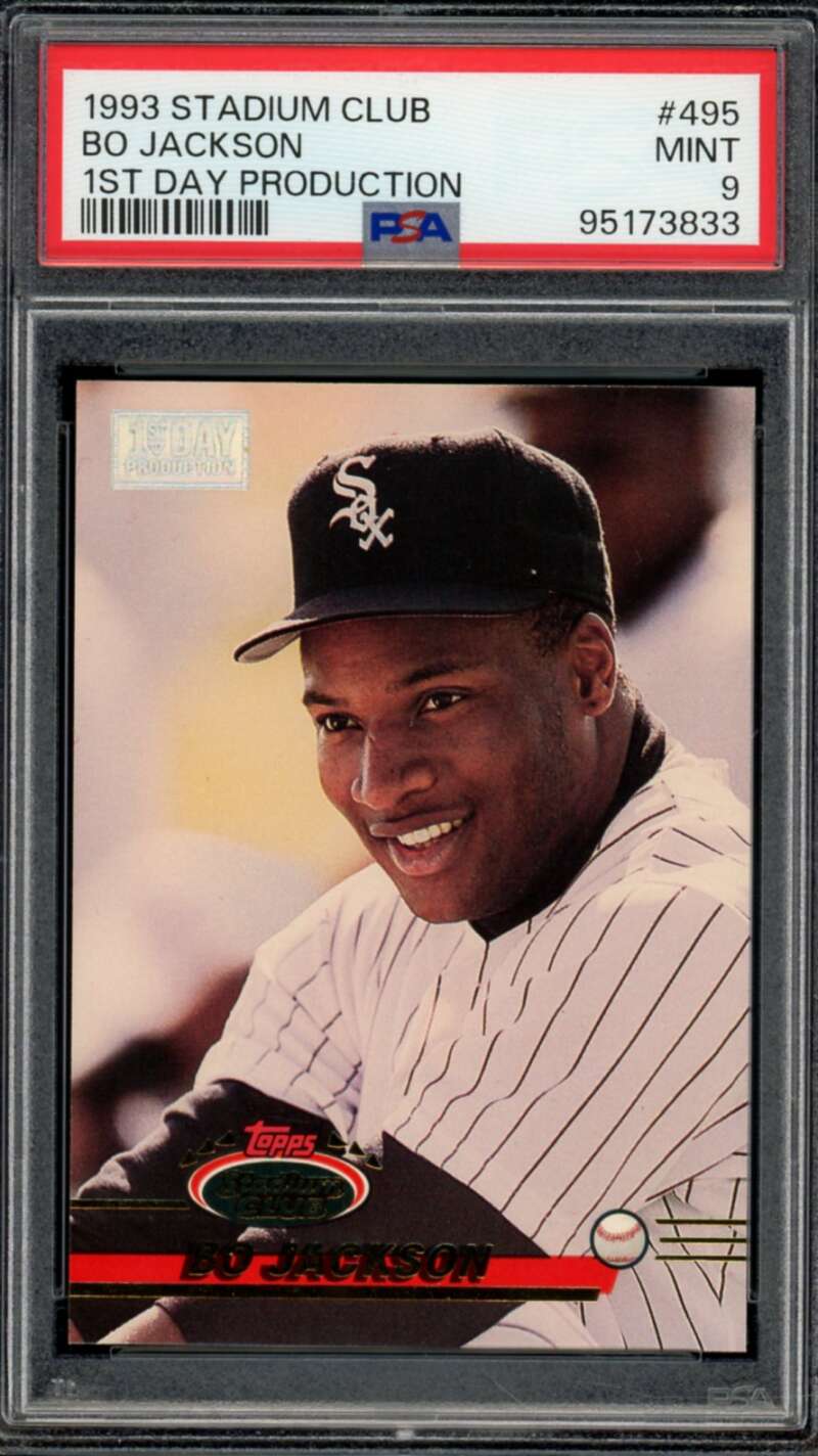 Bo Jackson Card 1993 Stadium Club 1st Day Production (pop 20) #495 PSA 9 Image 1