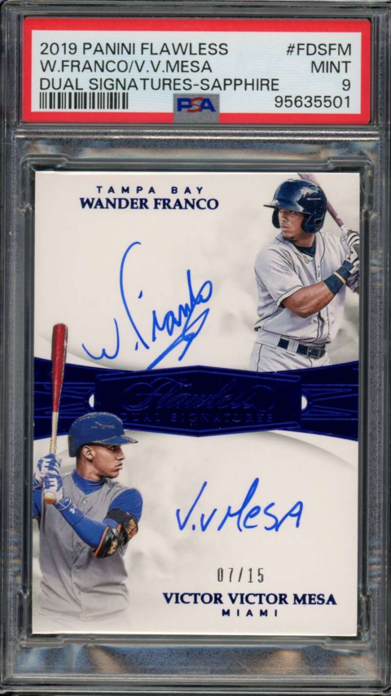 Wander Franco / Victor Mesa 2019 Flawless Dual Signature Sapphire #FDSFM PSA 9 Image 1