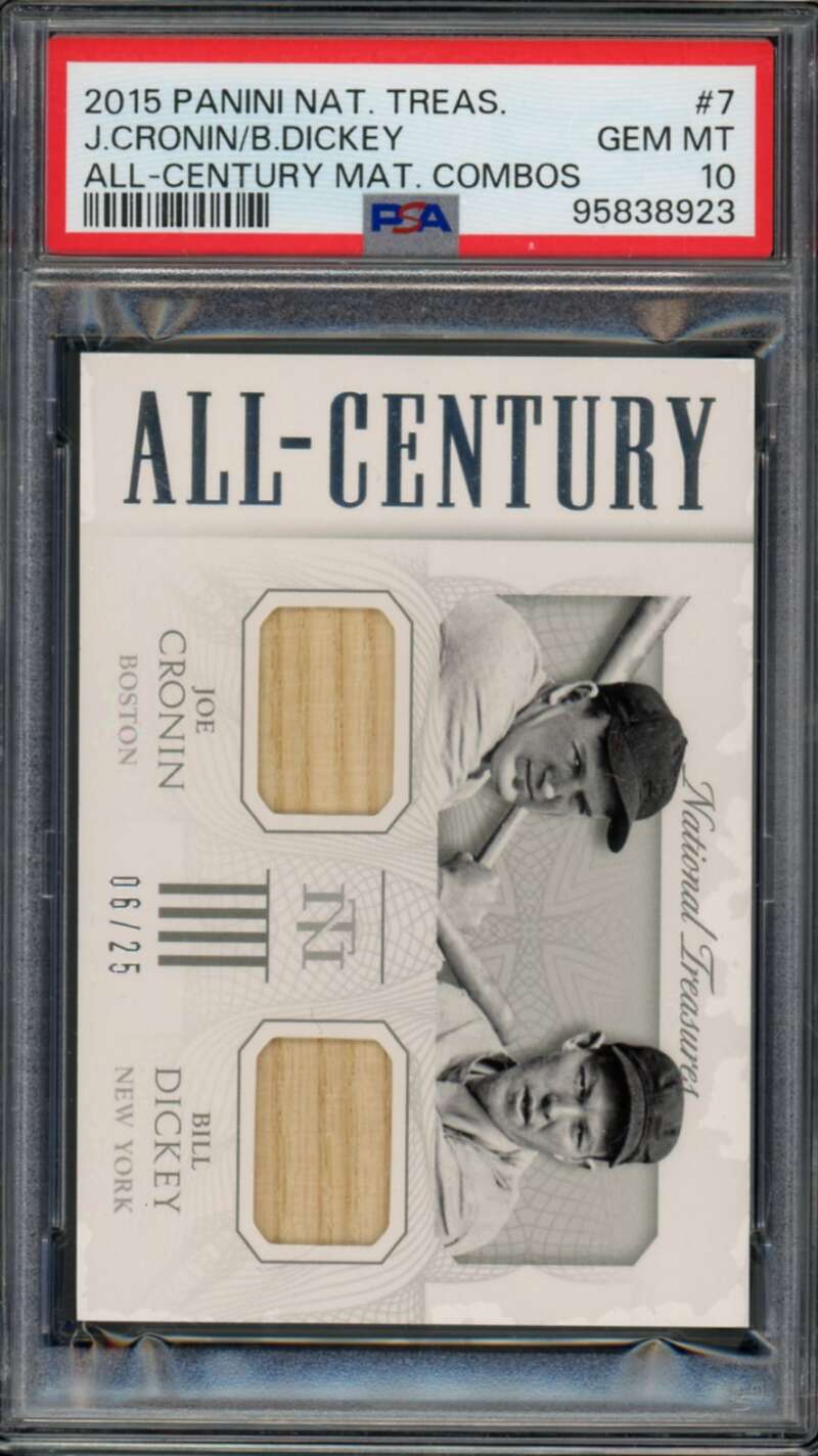 Joe Cronin/Bill Dickey 2015 National Treasures All_Century Mat Combo #7 PSA 10 Image 1