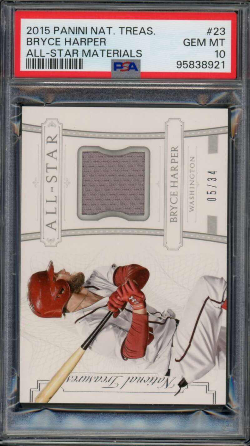 Bryce Harper 2015 National Treasures All-Star Materials (5/34)(pop 1) #23 PSA 10 Image 1