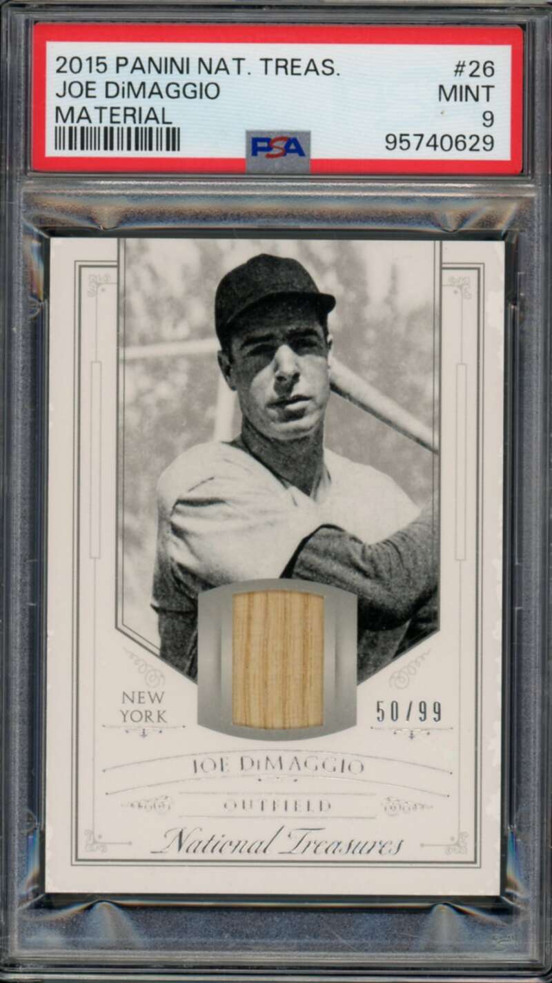 Joe Dimaggio Card 2015 Panini National Treasures Material (pop 2) #26 PSA 9 Image 1