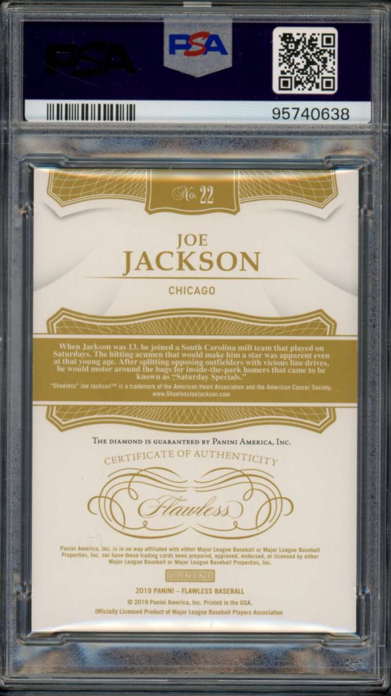 Joe Jackson Card 2019 Flawless (Serial #d 6/20) (pop 2) #22 PSA 10 Image 2