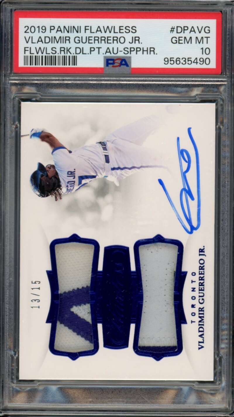 Vladimir Guerrero Jr Rookie 2019 Flawless Auto Sapphire (#d 13/15) #DPAVG PSA 10 Image 1