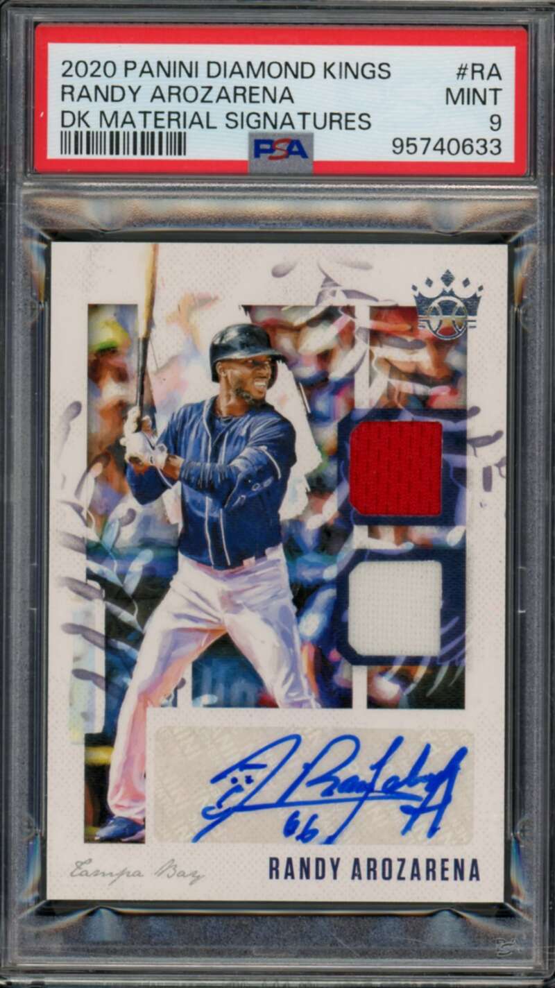 Randy Arozarena Rookie Card 2020 Diamond Kings DK Material Signatures#RA PSA 9 Image 1