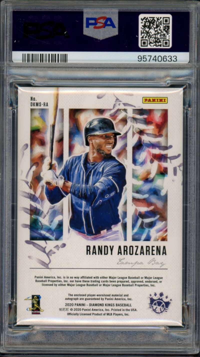 Randy Arozarena Rookie Card 2020 Diamond Kings DK Material Signatures#RA PSA 9 Image 2