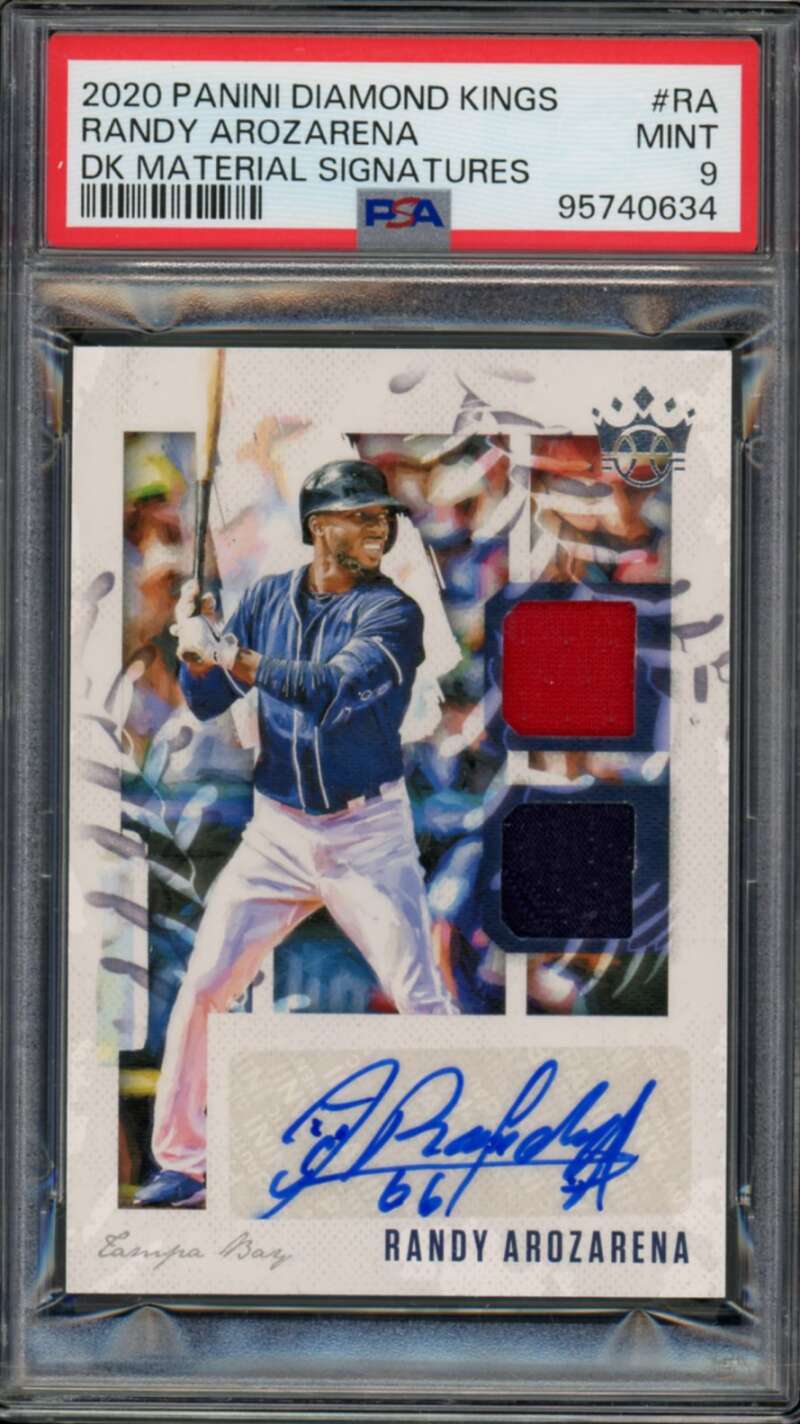 Randy Arozarena Rookie Card 2020 Diamond Kings DK Material Signatures#RA PSA 9 Image 1