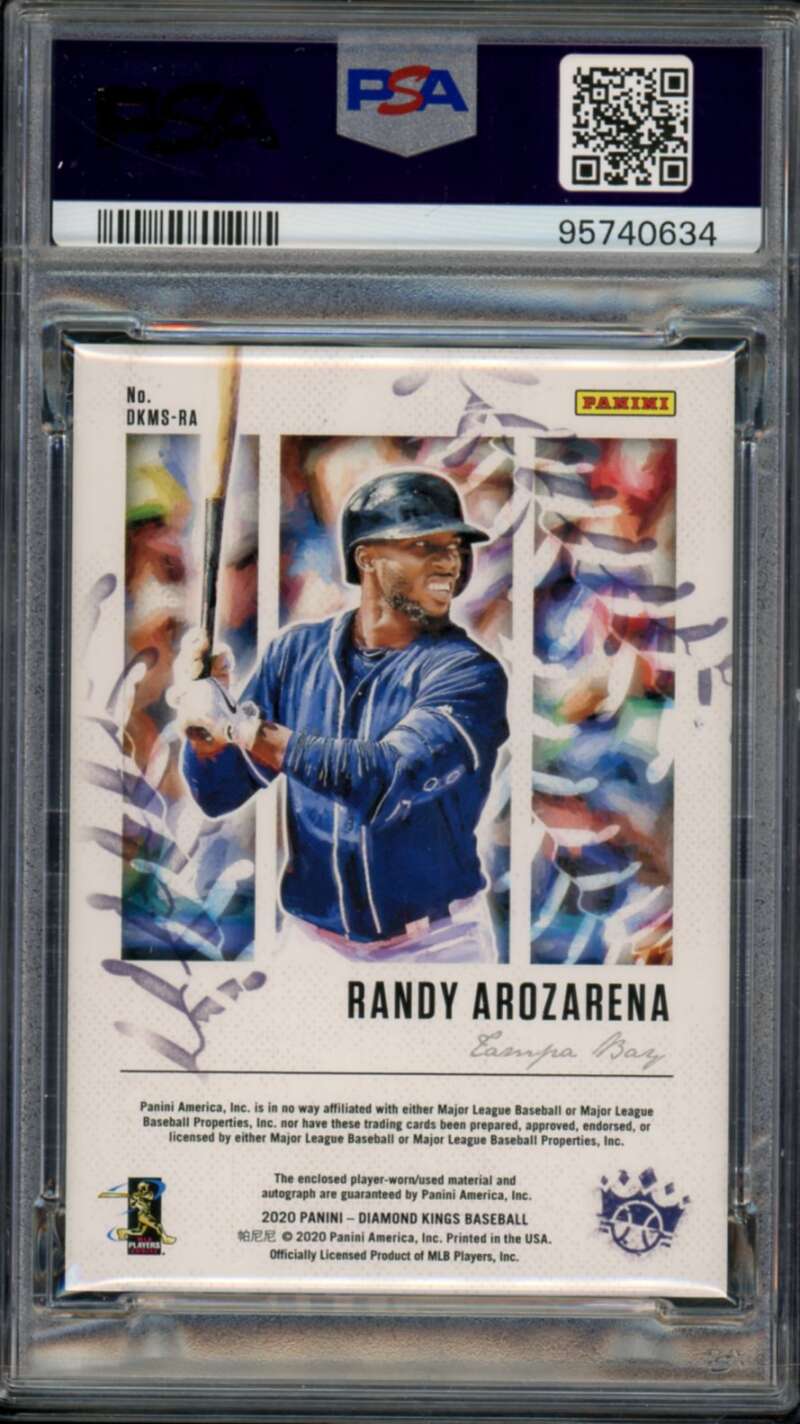 Randy Arozarena Rookie Card 2020 Diamond Kings DK Material Signatures#RA PSA 9 Image 2