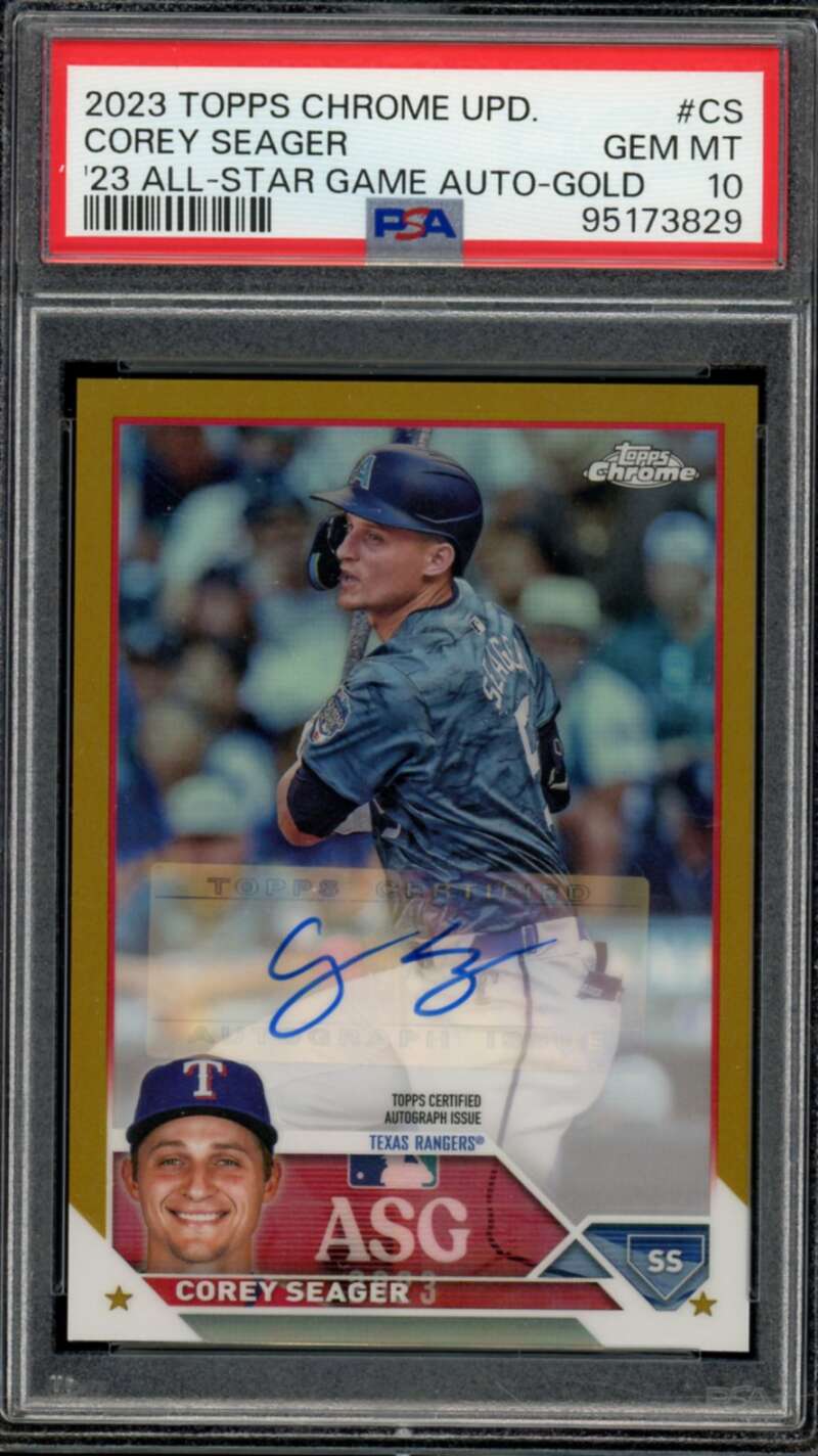 Corey Seager 2023 Topps Chrome Update AS Game Auto Gold (47/50) #CS PSA 10 Image 1