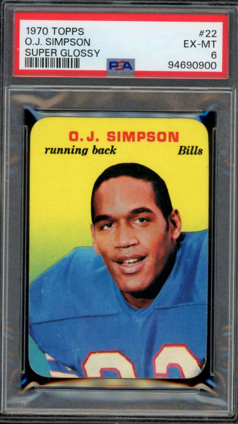 O.J. Simpson Rookie Card 1970 Topps Super Glossy #22 PSA 6 Image 1