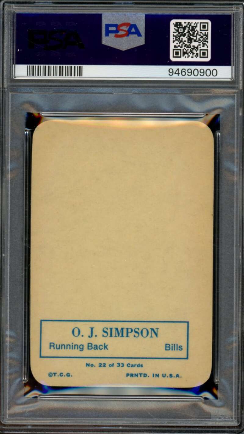 O.J. Simpson Rookie Card 1970 Topps Super Glossy #22 PSA 6 Image 2