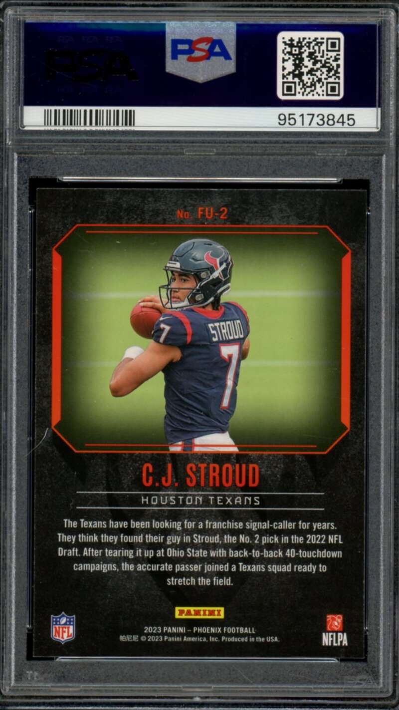 C.J. Stroud Rookie Card 2023 Phoenix Fired Up-Silver #FU2 PSA 9 Image 2