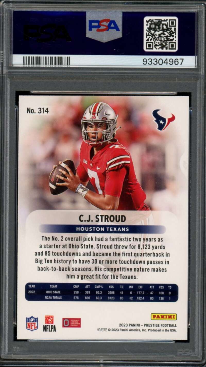 C.J. Stroud Rookie Card 2023 Prestige Diamond Xtra Points #314 PSA 10 Image 2