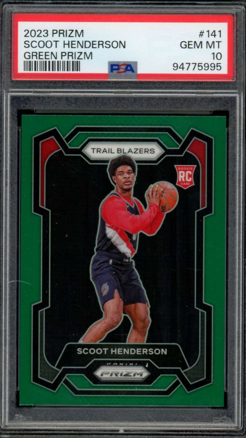 Scoot Henderson Rookie Card 2023-24 Prizm Green Prizm #141 PSA 10 Image 1