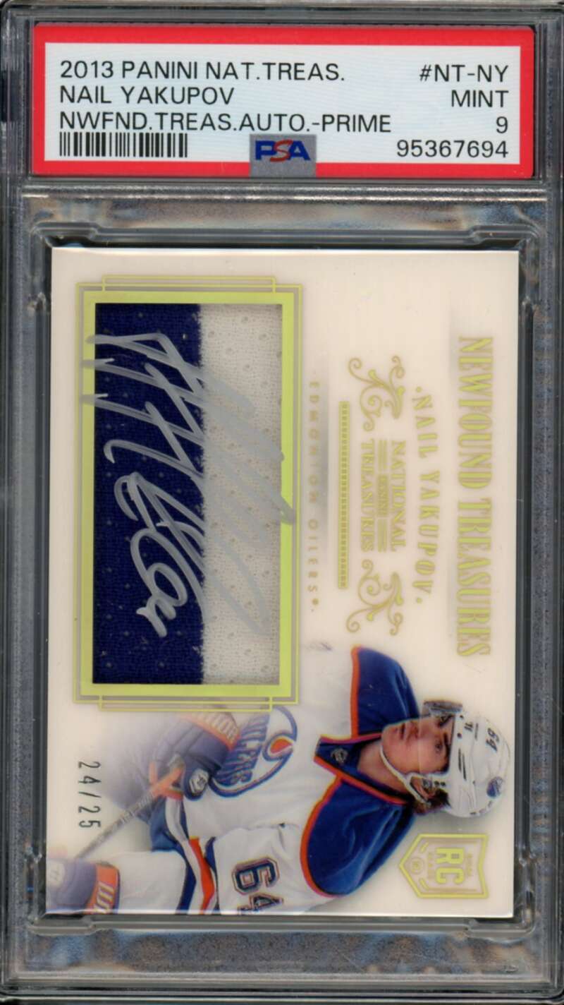 Nail Yakupov Rookie 2013-14 National Treasures Auto Prime (24/25) #NT-NY PSA 9 Image 1