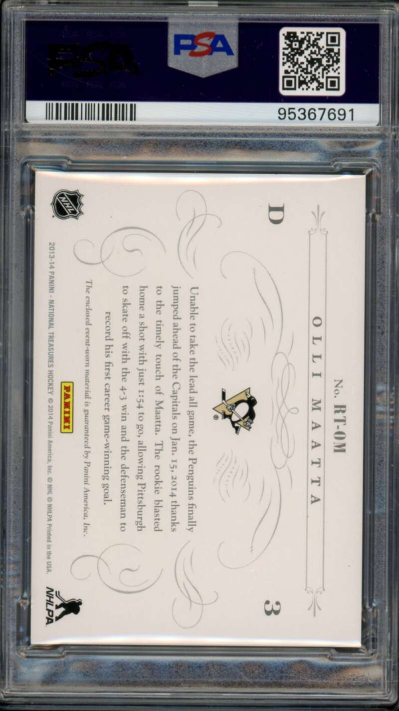 Olli Maatta 2013-14 National Treasures Rookie Timeline Jersey #RT-OM PSA 10 Image 2