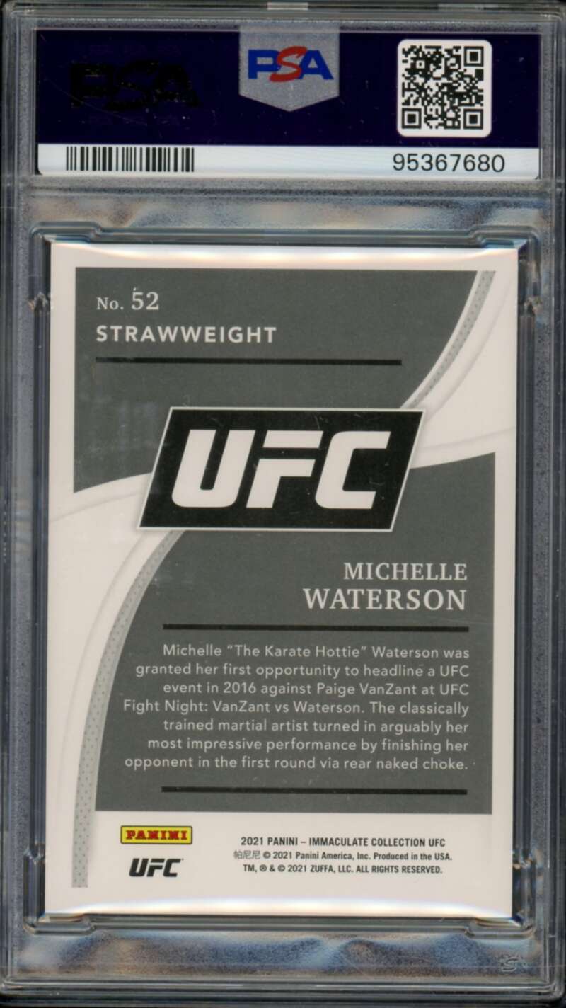 Michelle Waterson Card 2021 Immaculate UFC #52 (#d 33/65) (pop 1) PSA 9 Image 2