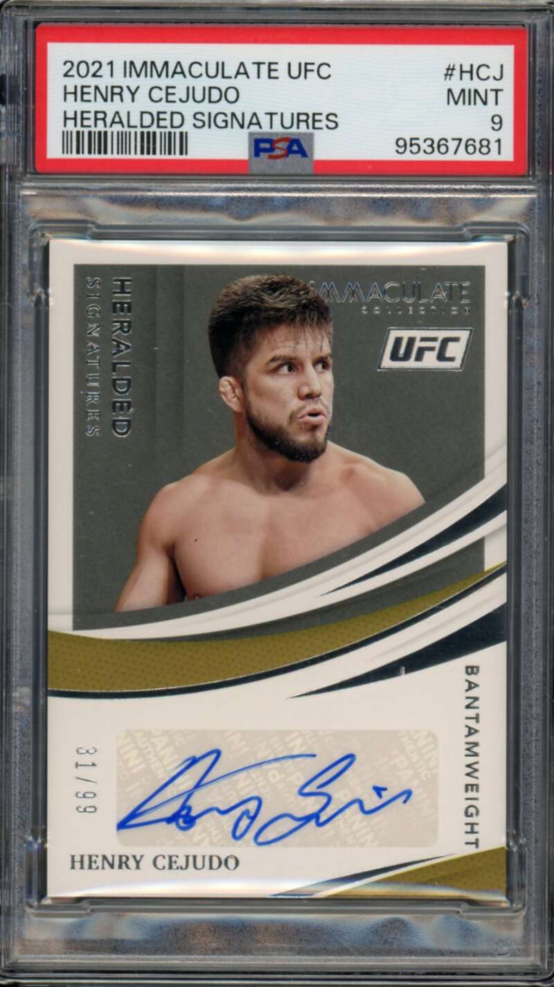 Henry Cejudo Card 2021 Immaculate UFC Heralded Signatures (pop 3) #HCJ PSA 9 Image 1