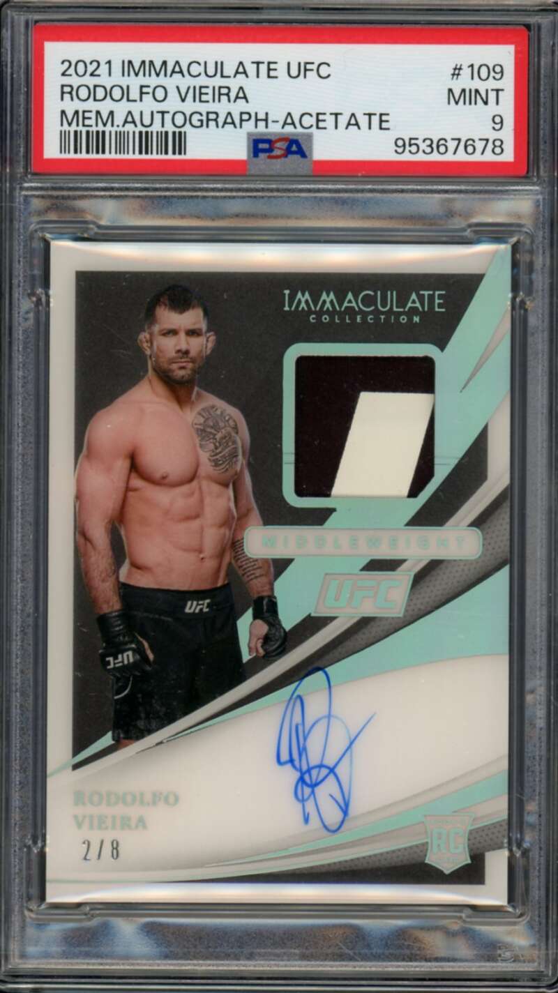 Rodolfo Vieira Rookie 2021 Immaculate UFC Mem Autograph Acetate (2/8) #109 PSA 9 Image 1