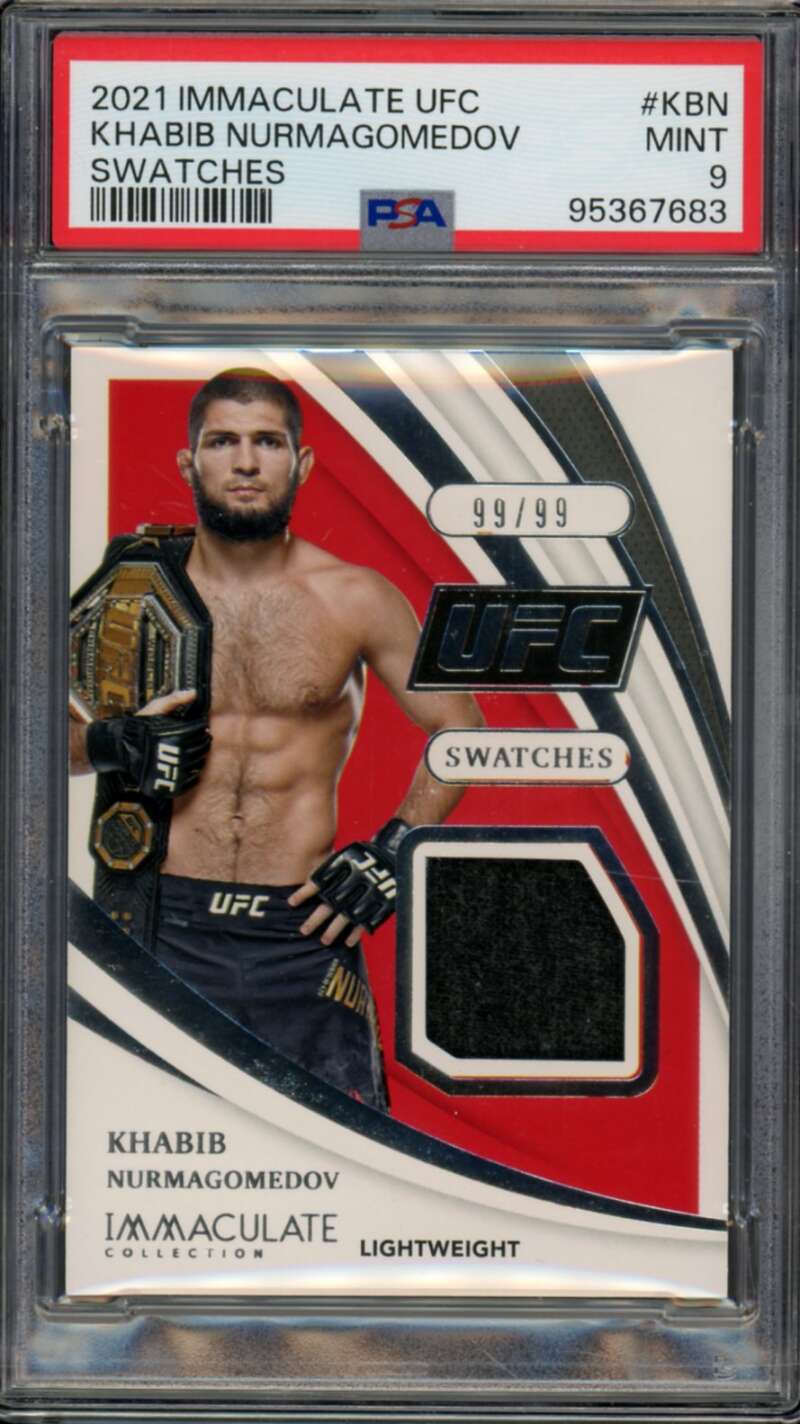 Khabib Nurmagomedov 2021 Immaculate UFC Swatches (pop 2) #KBN PSA 9 Image 1