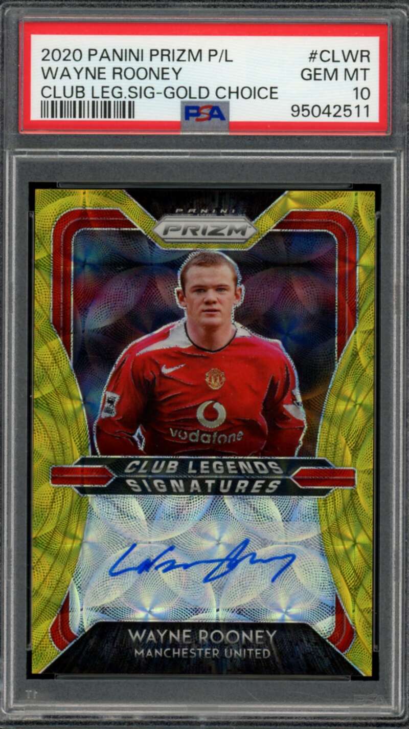 Wayne Rooney 2020 Panini Prizm Club Legends Sig Gold Choice (8/10) #CLWR PSA 10 Image 1