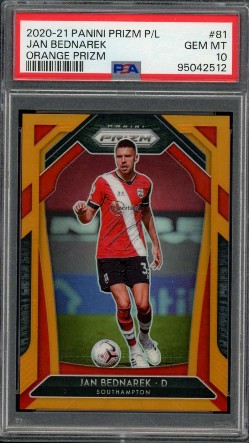 Jan Bednarek Card 2020-21 Panini Prizm Orange Prizm (Serial #d 24/25) #81 PSA 10 Image 1