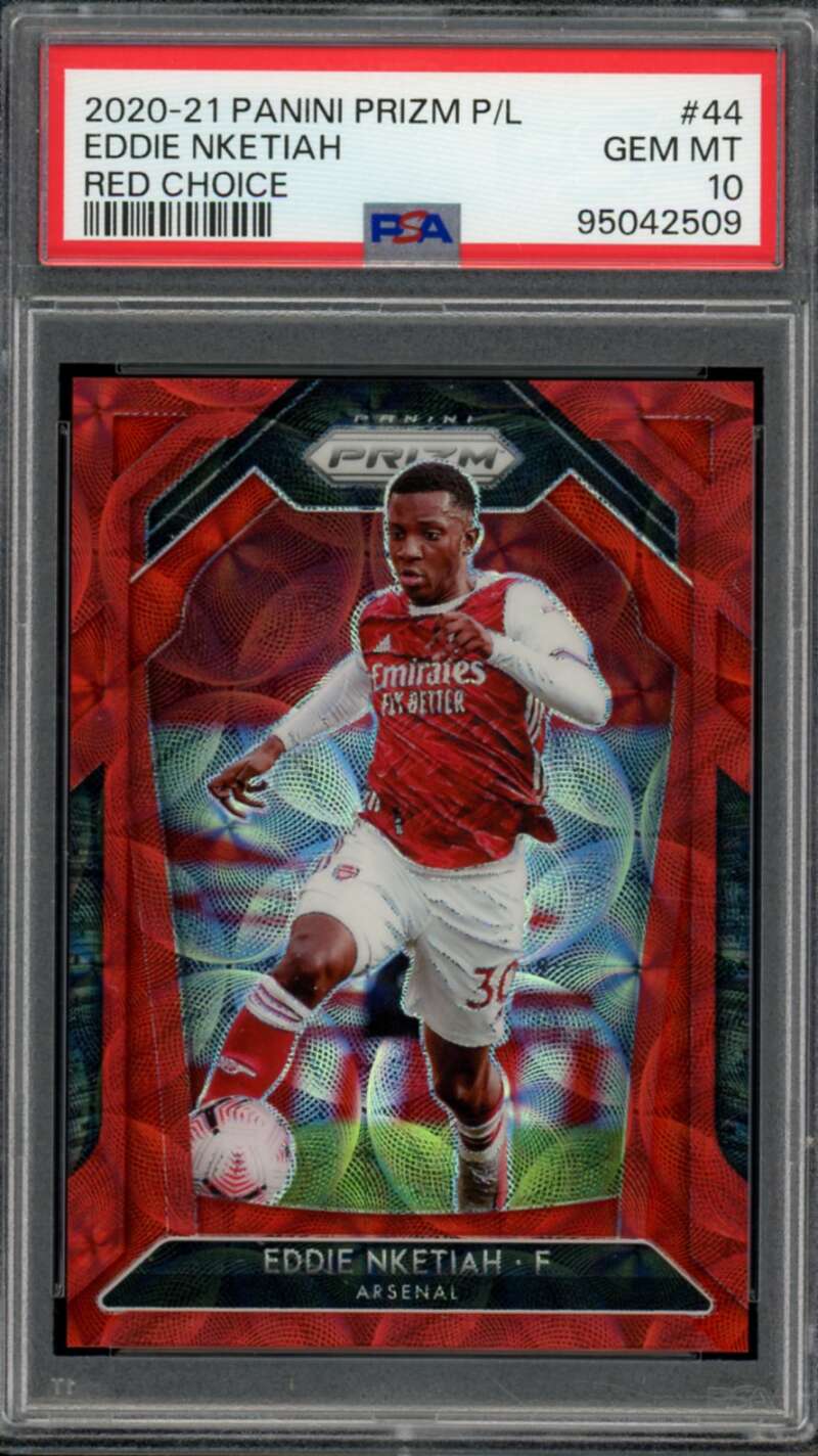 Eddie Nketiah 2020-21 Panini Prizm Red Choice #44 (Ser #d 21/29) (pop 1) PSA 10 Image 1