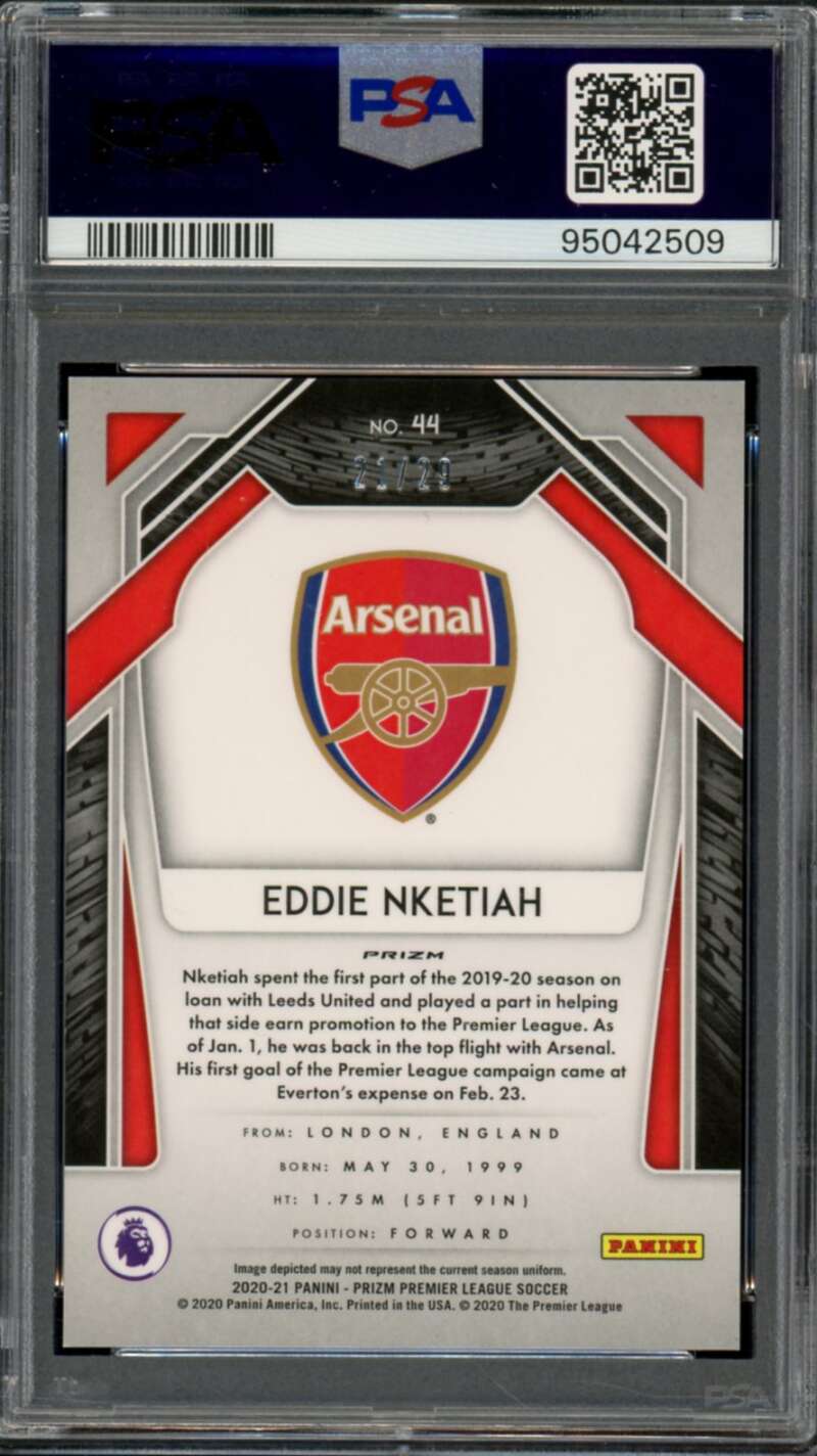 Eddie Nketiah 2020-21 Panini Prizm Red Choice #44 (Ser #d 21/29) (pop 1) PSA 10 Image 2